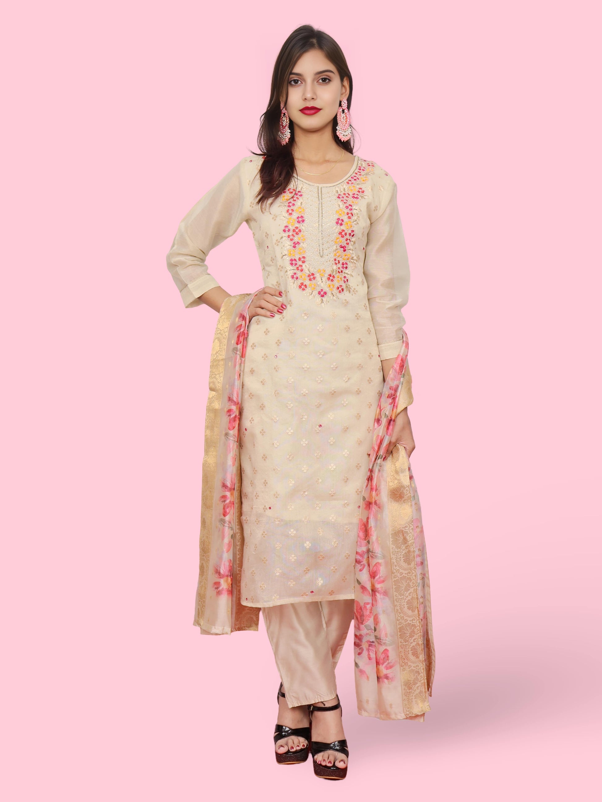 Women's Silk Kurta-Pant, and Dupatta Set-0
